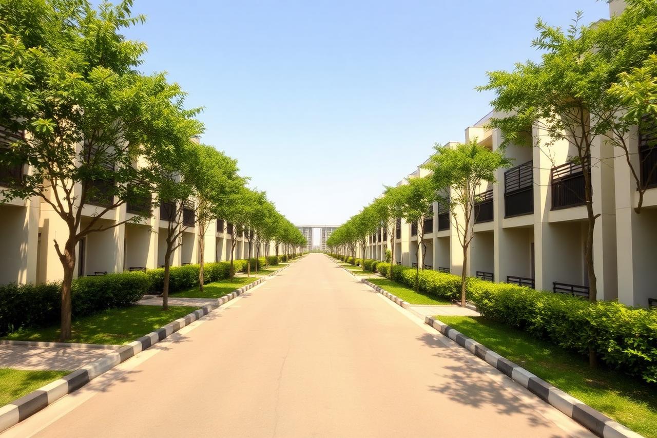 Gated residential township with landscaped greens